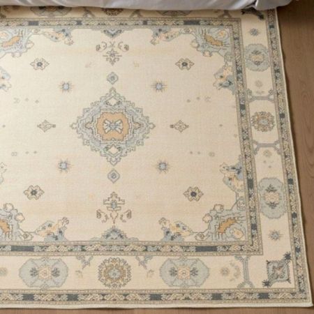 Handknotted Oushak Wool Rug Green